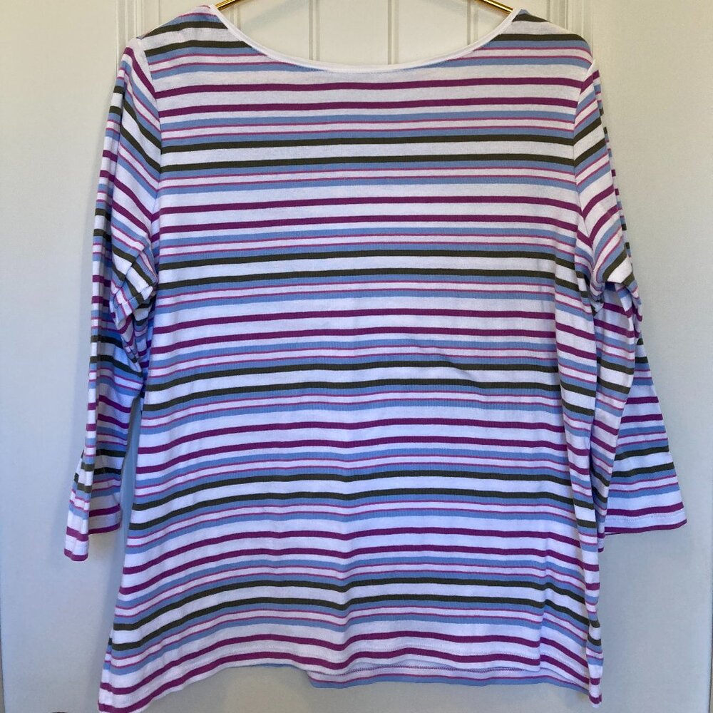 Talbots Multicolor Stripe Tee, Women’s 1X – 3/4 Sleeve